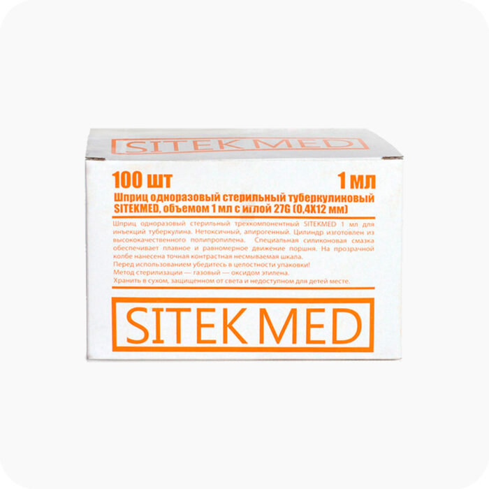 Шприц Sitekmed туберкулиновый 1мл игла 0.4×12 — изображение 2